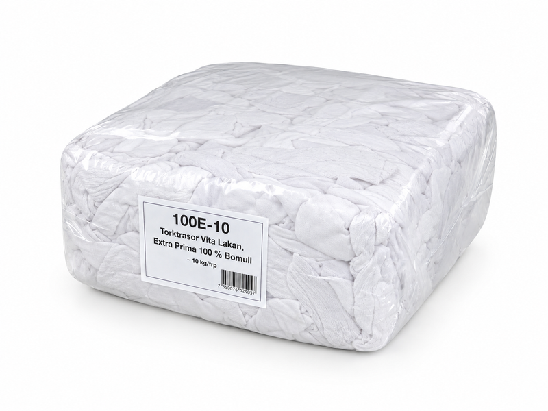 Torktrasor Vita Lakan, Extra Prima 100 % Bomull – 10 kg/frp