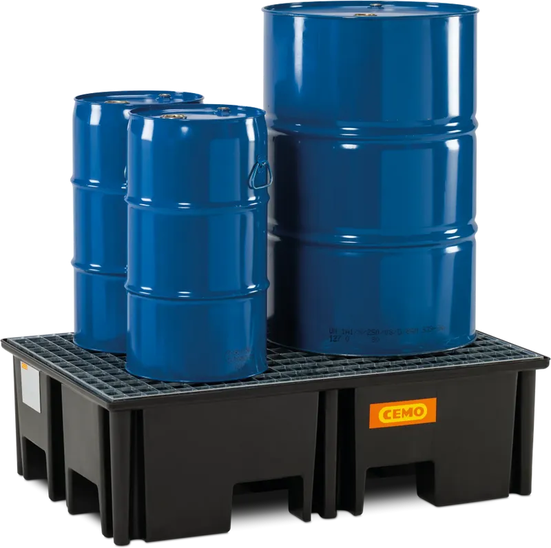 CEMO PE-uppsamlingstråg 120 × 80 cm – Pallformat Spillskydd med Gaffeltruckfack, 220 L