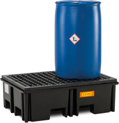 CEMO PE-uppsamlingstråg 120 × 80 cm – Pallformat Spillskydd med Gaffeltruckfack, 220 L