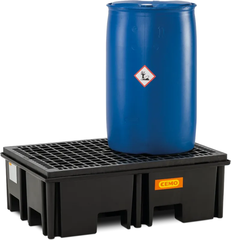 CEMO PE-uppsamlingstråg 120 × 80 cm – Pallformat Spillskydd med Gaffeltruckfack, 220 L