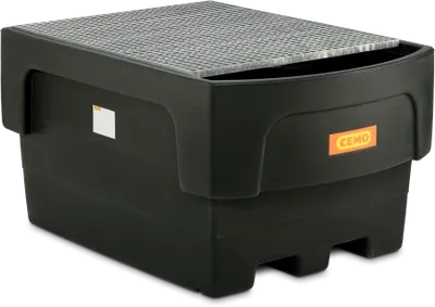 IBC-spillbehållare 1100/1-PE med galvaniserat stålgaller och påfyllningsfäste