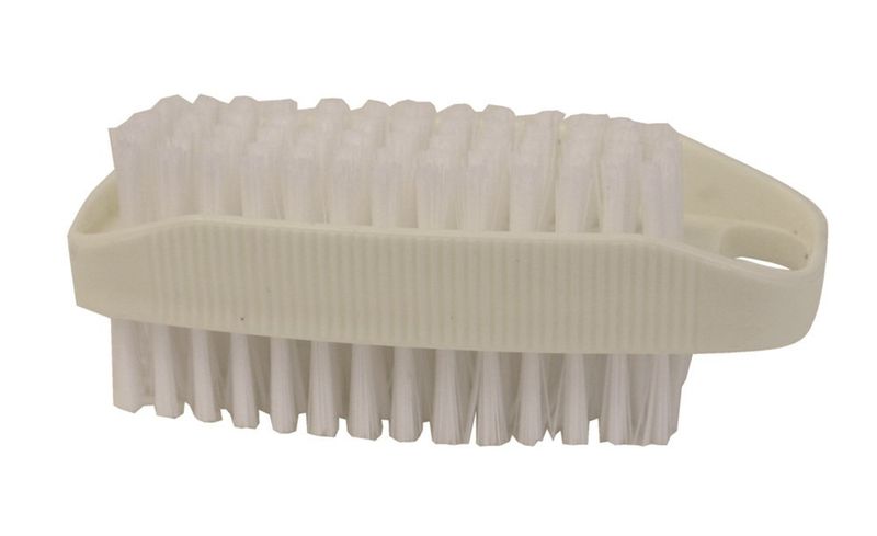Nagelborste Dubbel – Tvåsidig Nagelborste i Plast med Nylonborst, Kokbar, Vit, 87 × 40 mm