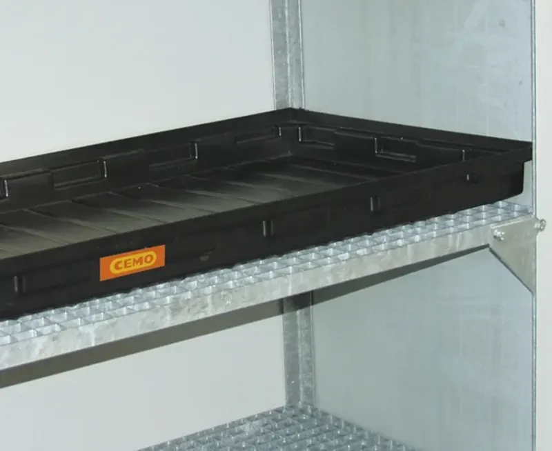 CEMO PE-uppsamlingstråg 40 L – Flackt Spillskydd för Kemikalieställ, Syre- och Alkaliresistent, 130 × 62 × 8 cm