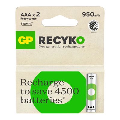 GP Recyko AAA-batteri, 950mAh, 2-pack