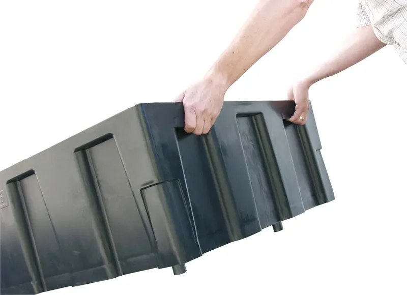 CEMO Euro PE-uppsamlingstråg 250/2 – Spillskydd för 2 × 205 L fat, HDPE, utan fötter