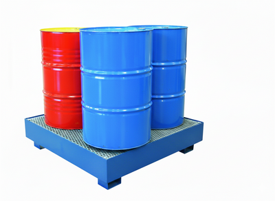 Miljöskyddspall för 4 fat stående öppen, 380L