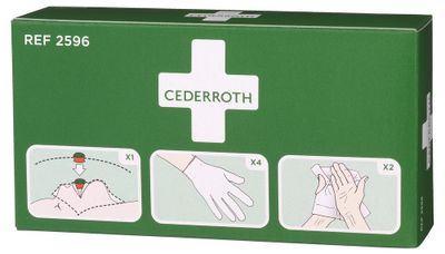 Skyddspaket Cederroths - andningsmask, handskar och sårtvättare