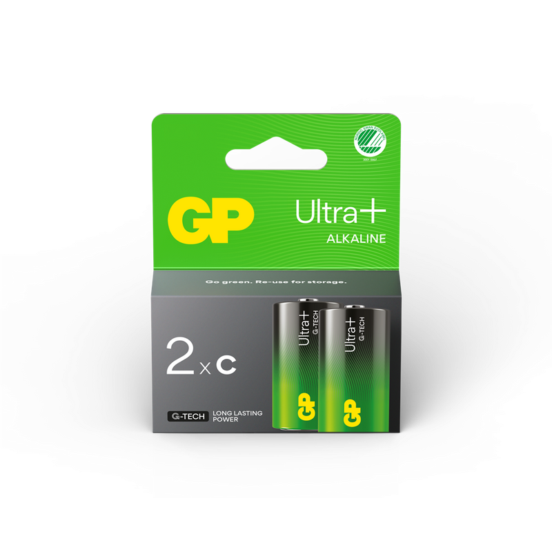 GP Ultra Plus Alkaline C-batteri, 14AUP/LR14, 2-pack