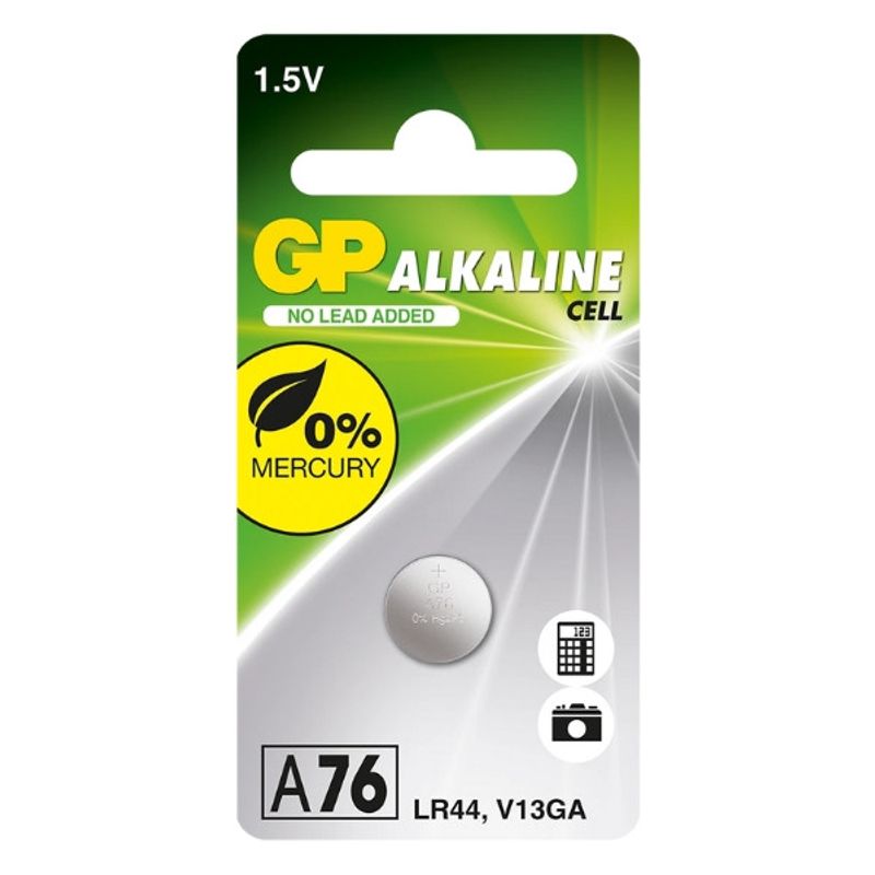GP knappcell 1,5V, LR44/A76, 1-pack