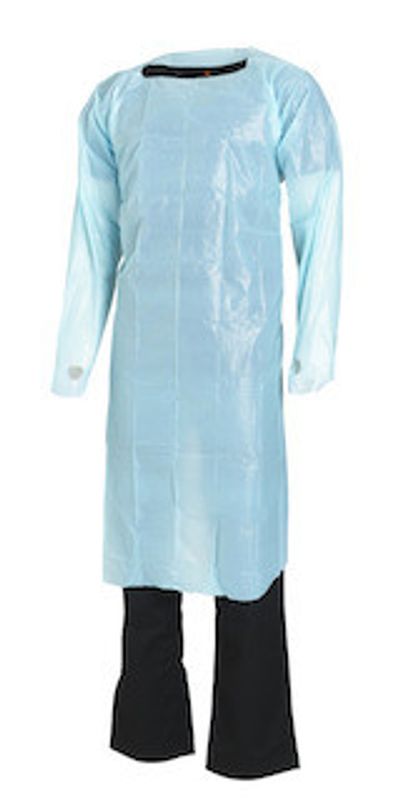 Engångsförkläde med Ärmar 980 × 1200 mm – Tumgrepp, Vit (100-pack)