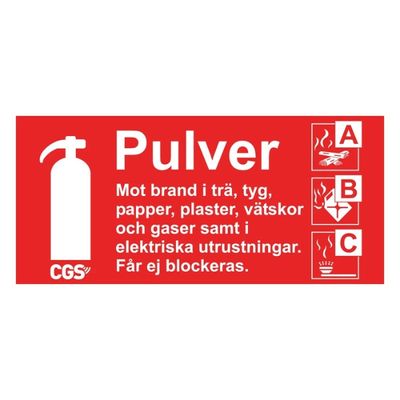 CGS skylt pulver 10x20 cm röd/vit, vinyl
