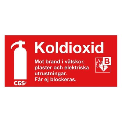 CGS skylt koldioxid 10x20 cm röd/vit, vinyl