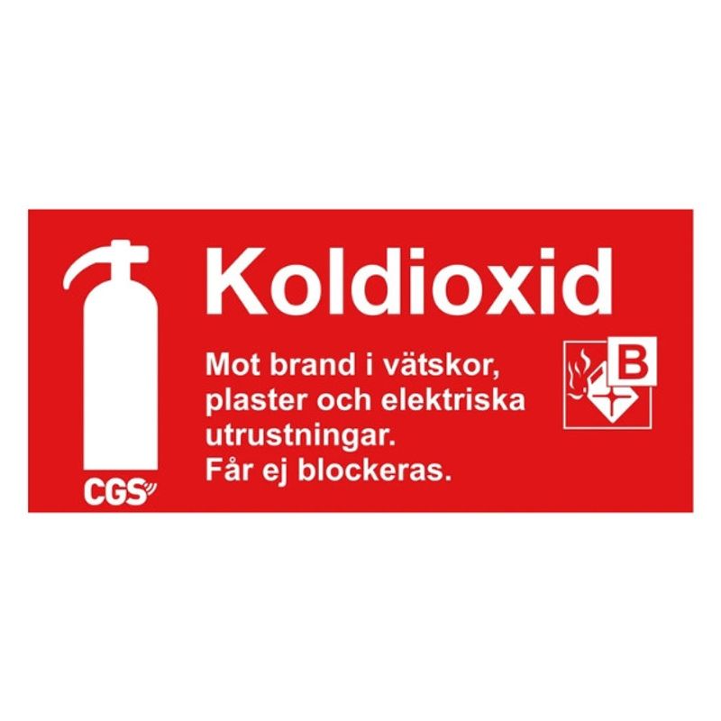 CGS skylt koldioxid 10x20 cm röd/vit, vinyl