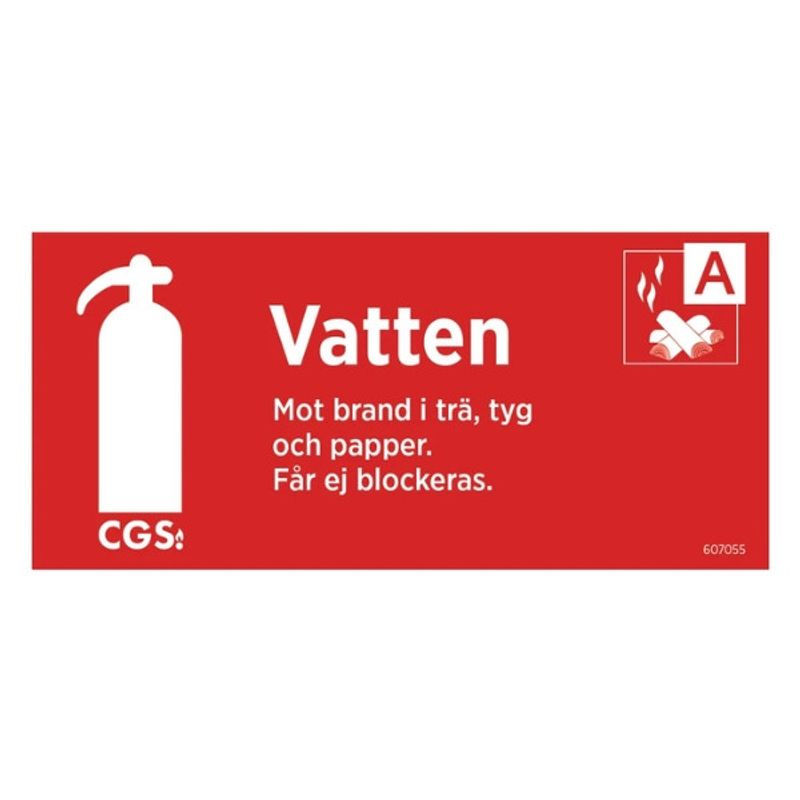 CGS skylt vatten 10x20 cm röd/vit, vinyl