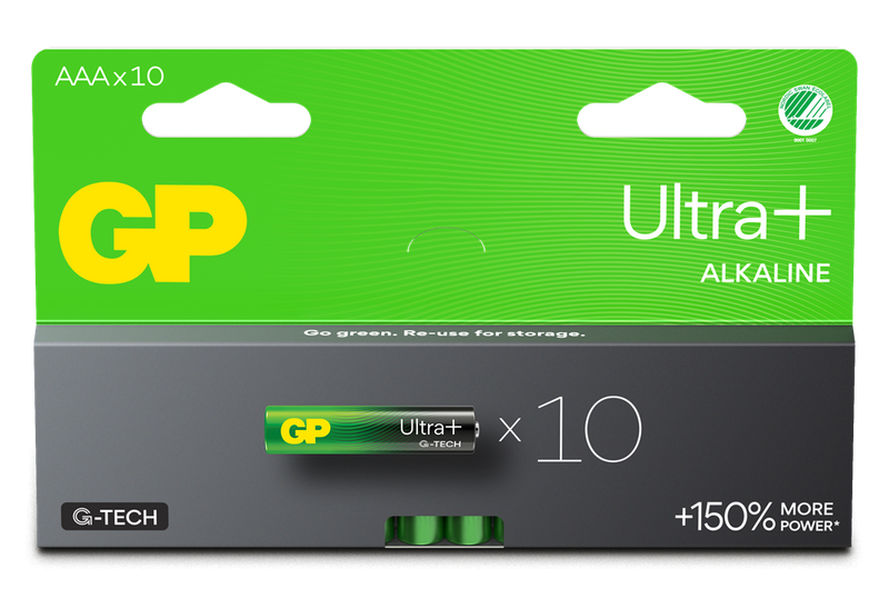 GP Ultra Plus Alkaline AAA-batteri, 24AUP/LR03, 10-pack