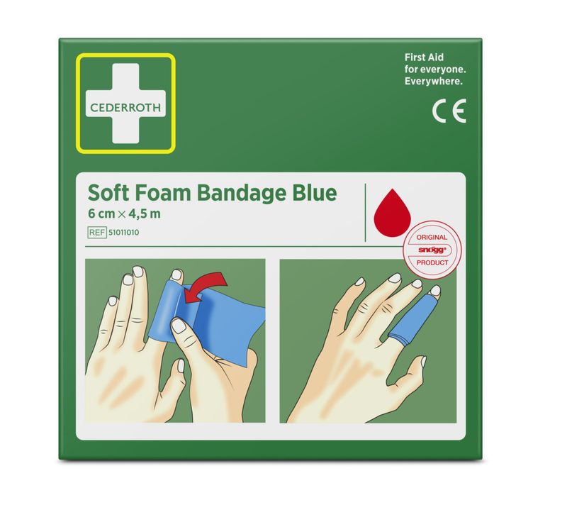 Förband Cederroth Soft Foam Bandage BLÅ 6 cm x 4,5 m