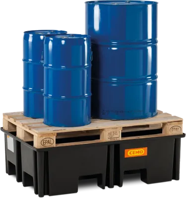 Uppsamlingskärl 220 L i PE för fat och dunkar – 120 × 80 cm (utan galler)