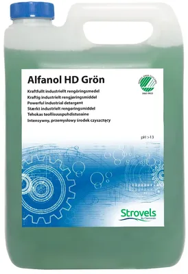 Strovels Alfanol HD Grön – Alkaliskt Grovrengöringsmedel, Miljömärkt | Verkstad, Olje- & Brandsanering | 5–205 L