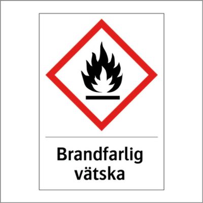 Skylt med text Brandfarlig vätska - magnet