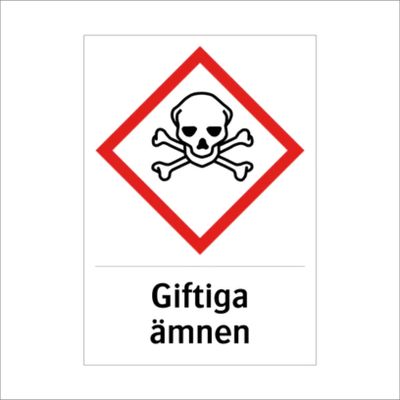 Skylt med text Giftiga ämnen - magnet