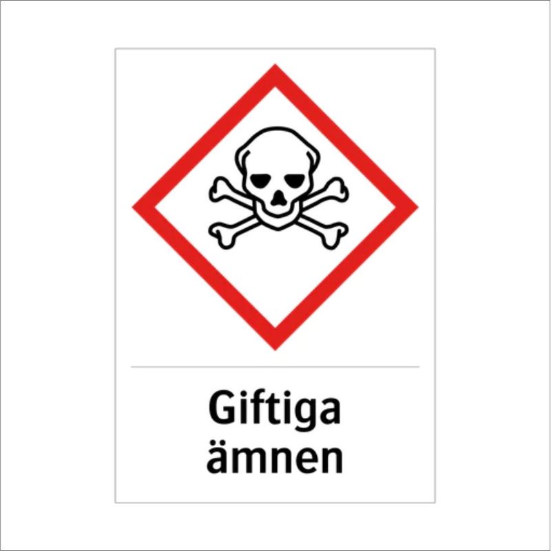 Skylt med text Giftiga ämnen - magnet