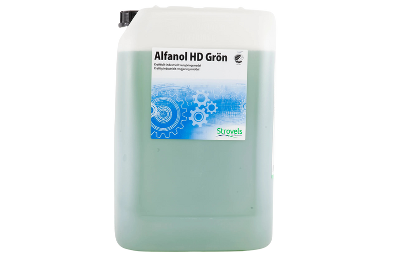 Strovels Alfanol HD Grön – Alkaliskt Grovrengöringsmedel, Miljömärkt | Verkstad, Olje- & Brandsanering | 5–205 L