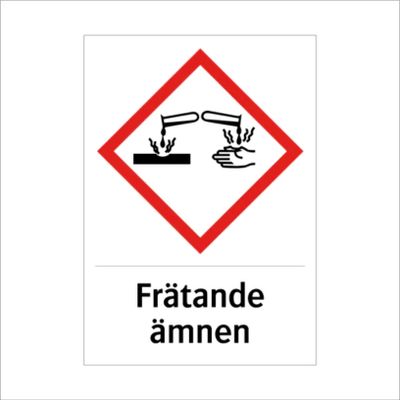 Skylt med text Frätande ämnen - magnet