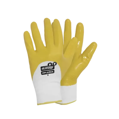 GRIPS AQUA – Fulldoppad Nitrilhandske för Olja & Vatten | Oljeskyddshandske, 12 par/frp