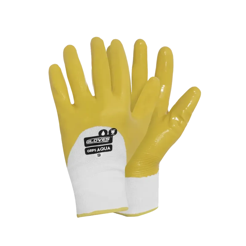 GRIPS AQUA – Fulldoppad Nitrilhandske för Olja & Vatten | Oljeskyddshandske, 12 par/frp