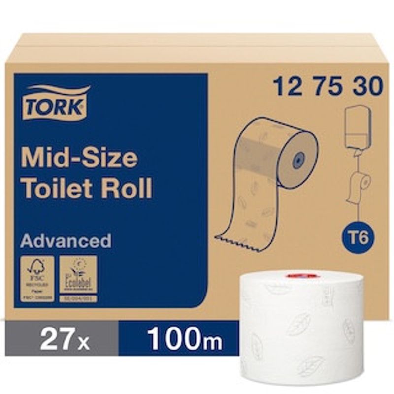 Toalettpapper Tork Mid-size Advanced 2-lag T6, 27rl/fp