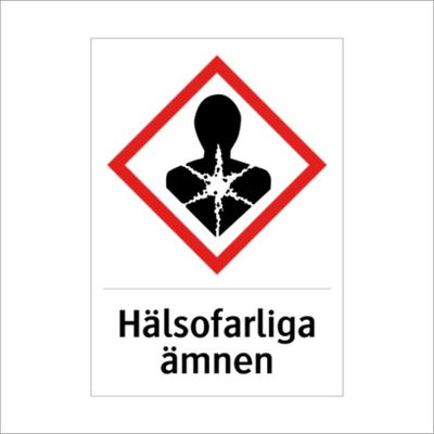 Skylt med text Hälsofarliga ämnen - magnet