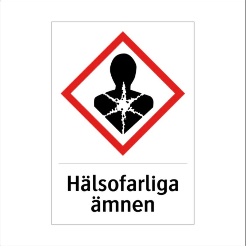 Skylt med text Hälsofarliga ämnen - magnet