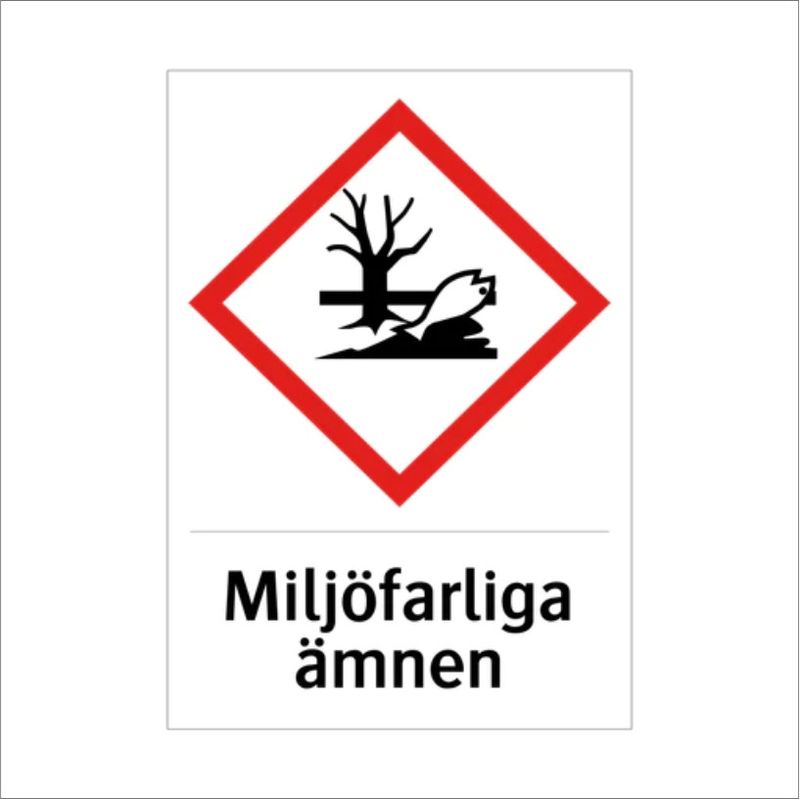 Skylt med text Miljöfarliga ämnen - magnet