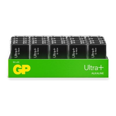 GP Ultra Plus Alkaline 9V-batteri, 1604AUP/6LF22, 20-pack