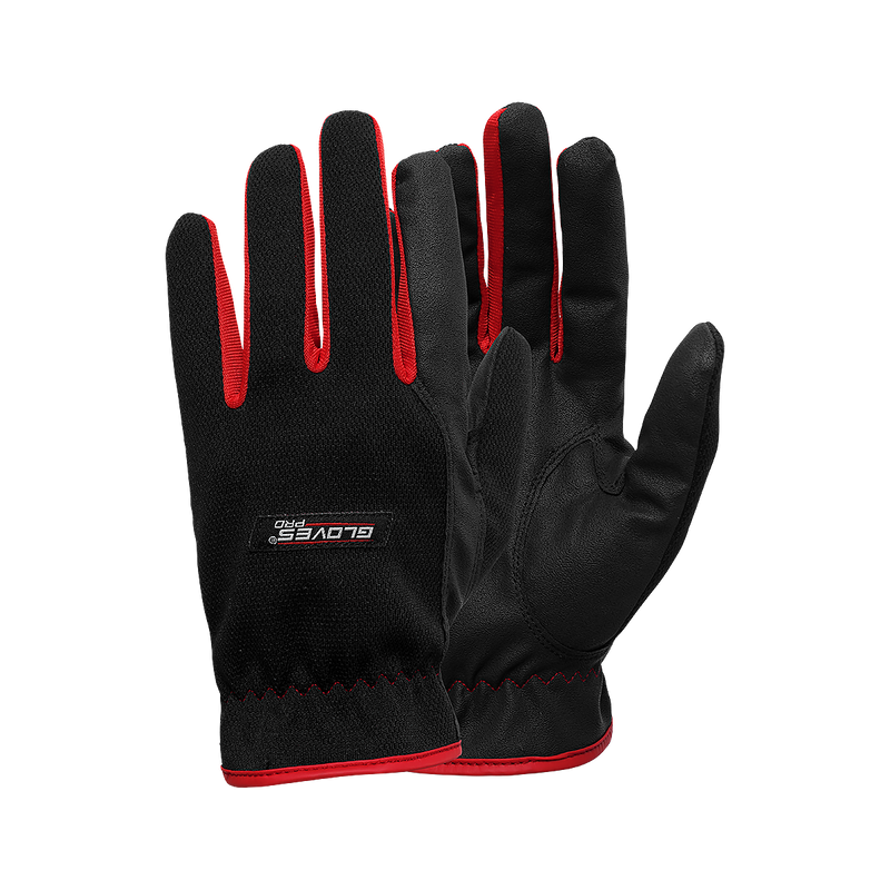 RED 1 – Montagehandske i Syntetläder med Meshbaksida | Touchscreen-kompatibel, 12 par/frp