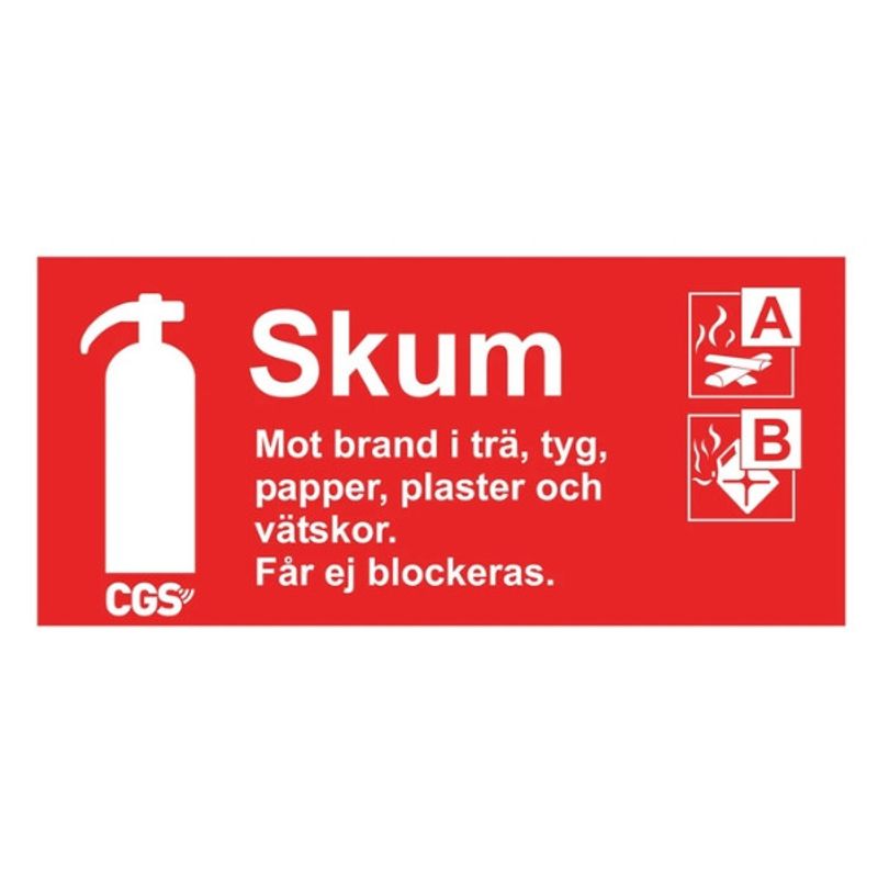 CGS skylt skum 10x20 cm röd/vit, vinyl