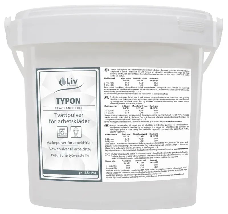 Tvättmedel LIV TYPON - Tvättpulver för arbetskläder 5kg