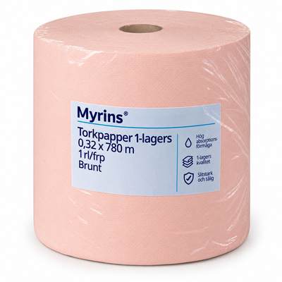 Torkpapper, 1-lagers, 0,32x780m, 1rl/frp, Brunt