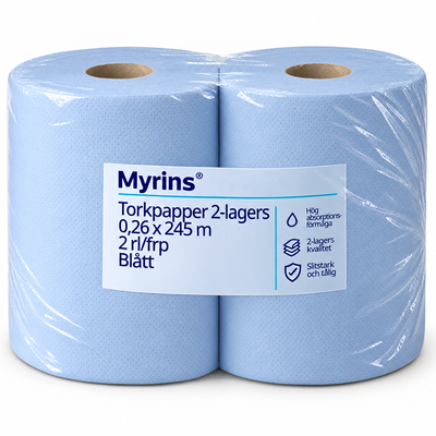 Torkpapper, 2-lagers, 0,26x245m, 2rl/frp, Blått