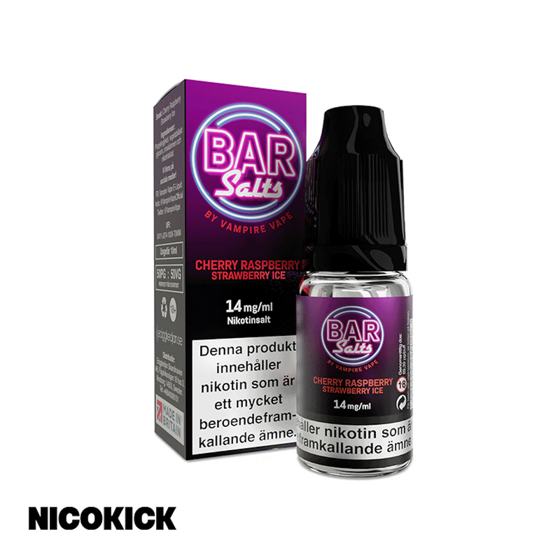 Bar Salts - Cherry Raspberry Strawberry Ice (10ml E-juice)