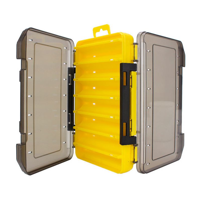 Double sided fishing lure bait box, Yellow (HS-1017)