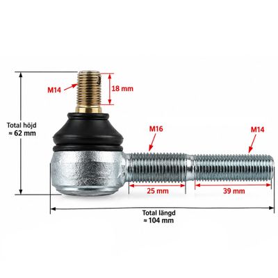 Spindelled Övre / Nedre  M14xM16 ATV / Fyrhjuling