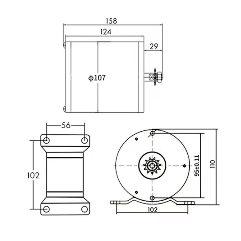 Elmotor ATV/Dirtbike (ZY1020), 36V 500W - 11T, T8F