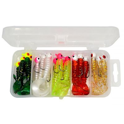 20pcs soft fishing lures with jig head 3.5g (With storage box)