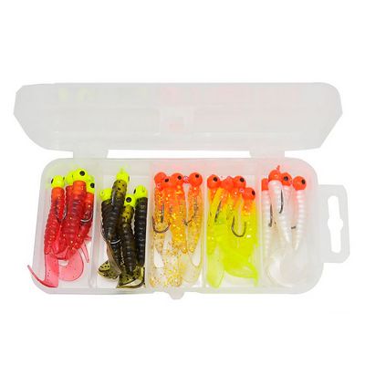 20pcs soft fishing lures with jig head 2.4g (With storage box)