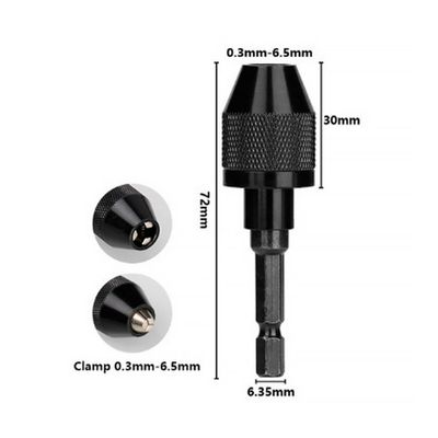 Drill adapter / drill chuck set (Hexagonal shank) 0.8-8mm Black