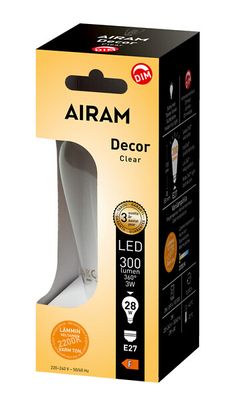 Edison LED E27 3W Decor Clear dim