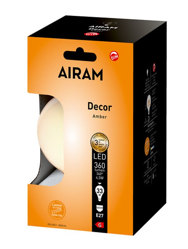 Glob LED E27 125mm 4,5W Decor Amber dim