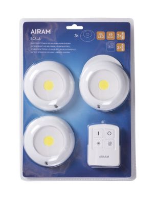 Scala LED-puck m.fjärr 3-pack