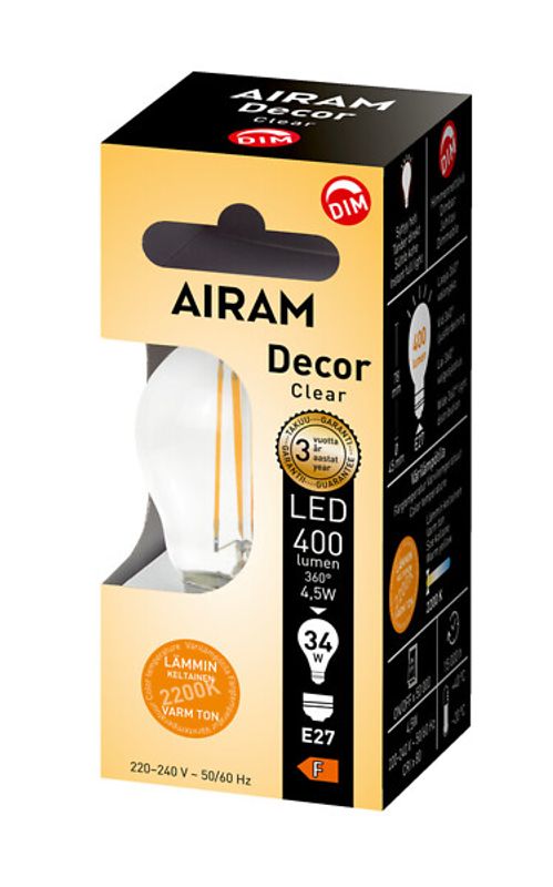 Klotlampa LED E27 4,5W Decor Clear dim
